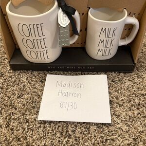 Rae Dunn Cream Coffee and Milk Mug Duo